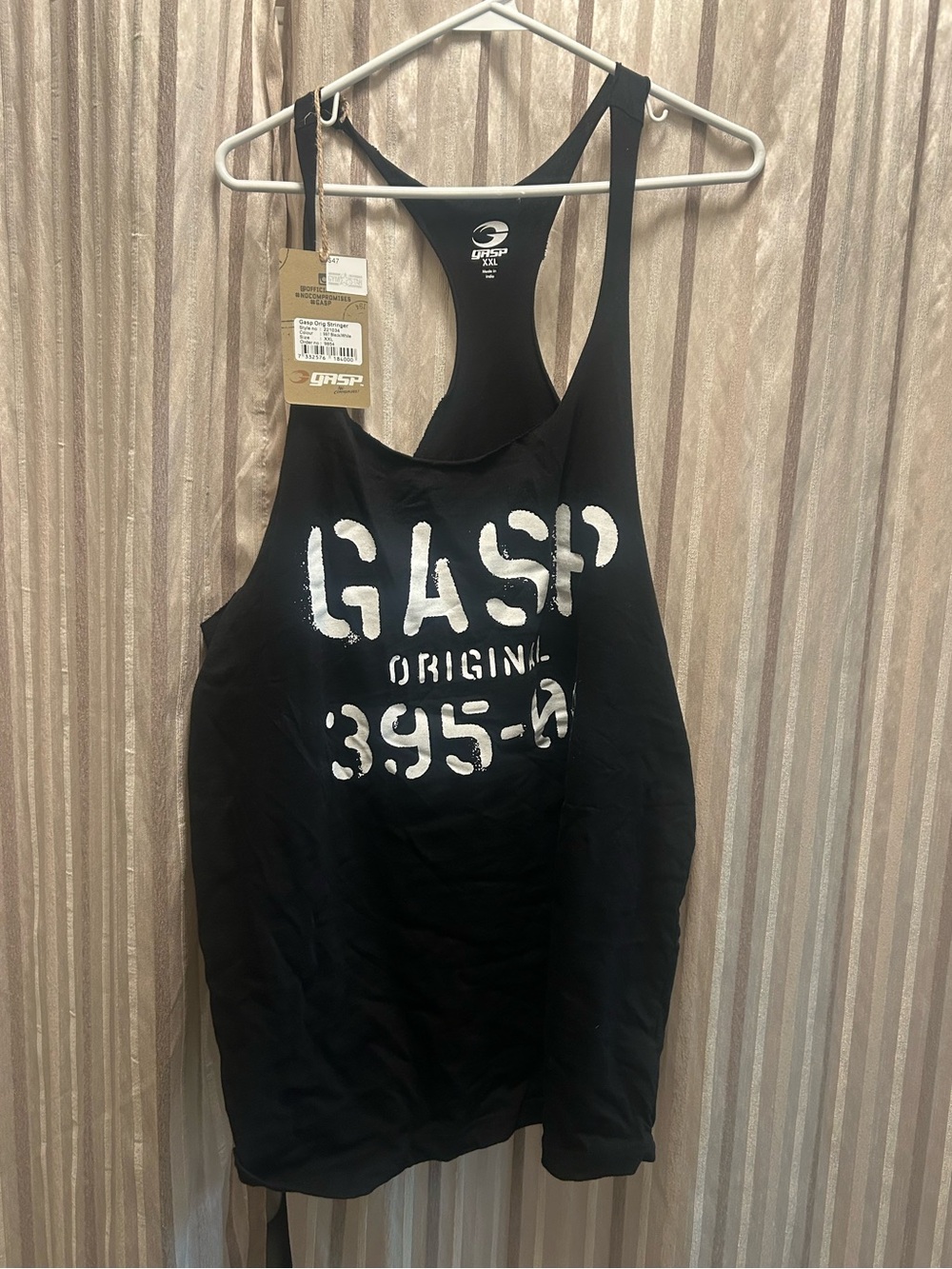 GASP Men’s Original Stringer Black Tank Top, Size XXL